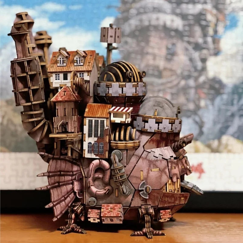 OUZEY DIY 3D Wooden Model Kit - Magic Moving Castle with Wheels, Creative Brain Teaser Building Toy for Teenagers