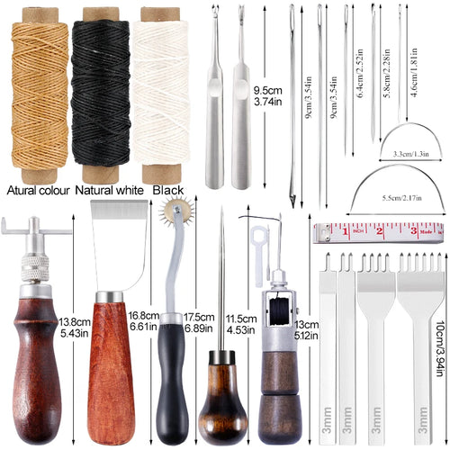 Leather Craft Tool Kit Leather Hand Sewing Repair Kit Stitching Punch Carving Work Groover Set DIY Tool Set Professional tools