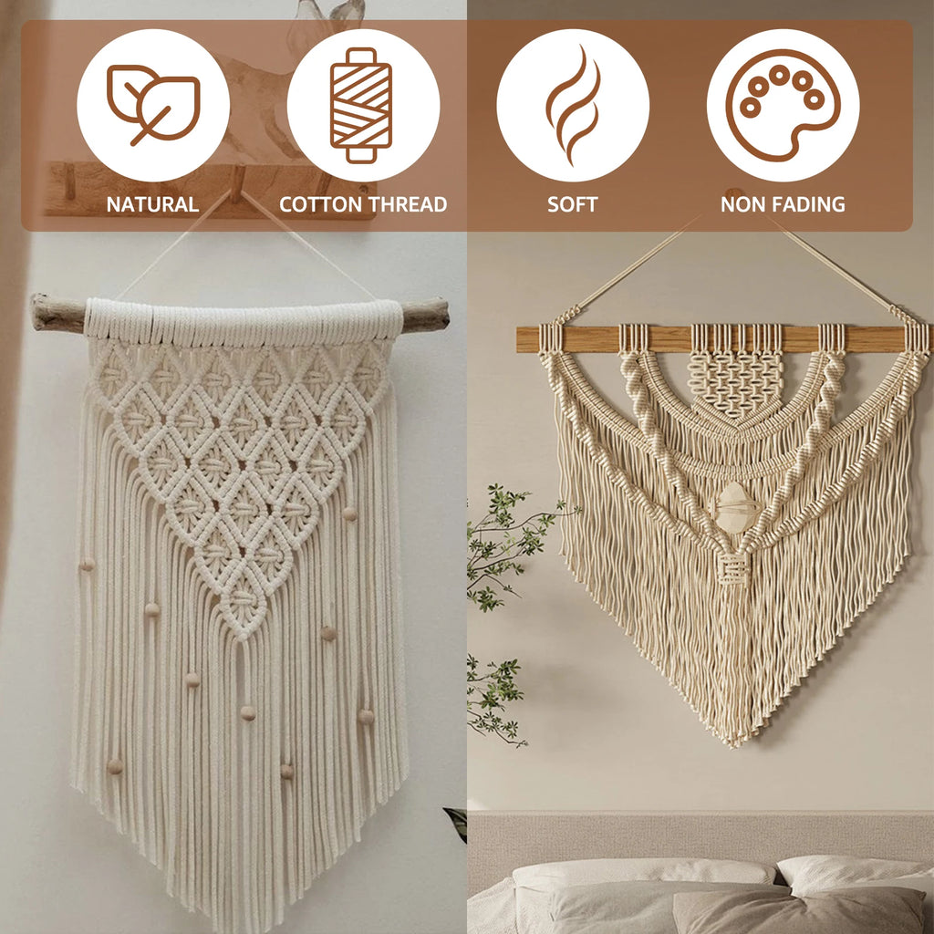 Macrame Beginner's Kit Natural Cotton Rope Macrame Wall Hanging Kit Complete Macrame Making Kit DIY Macrame Supplies