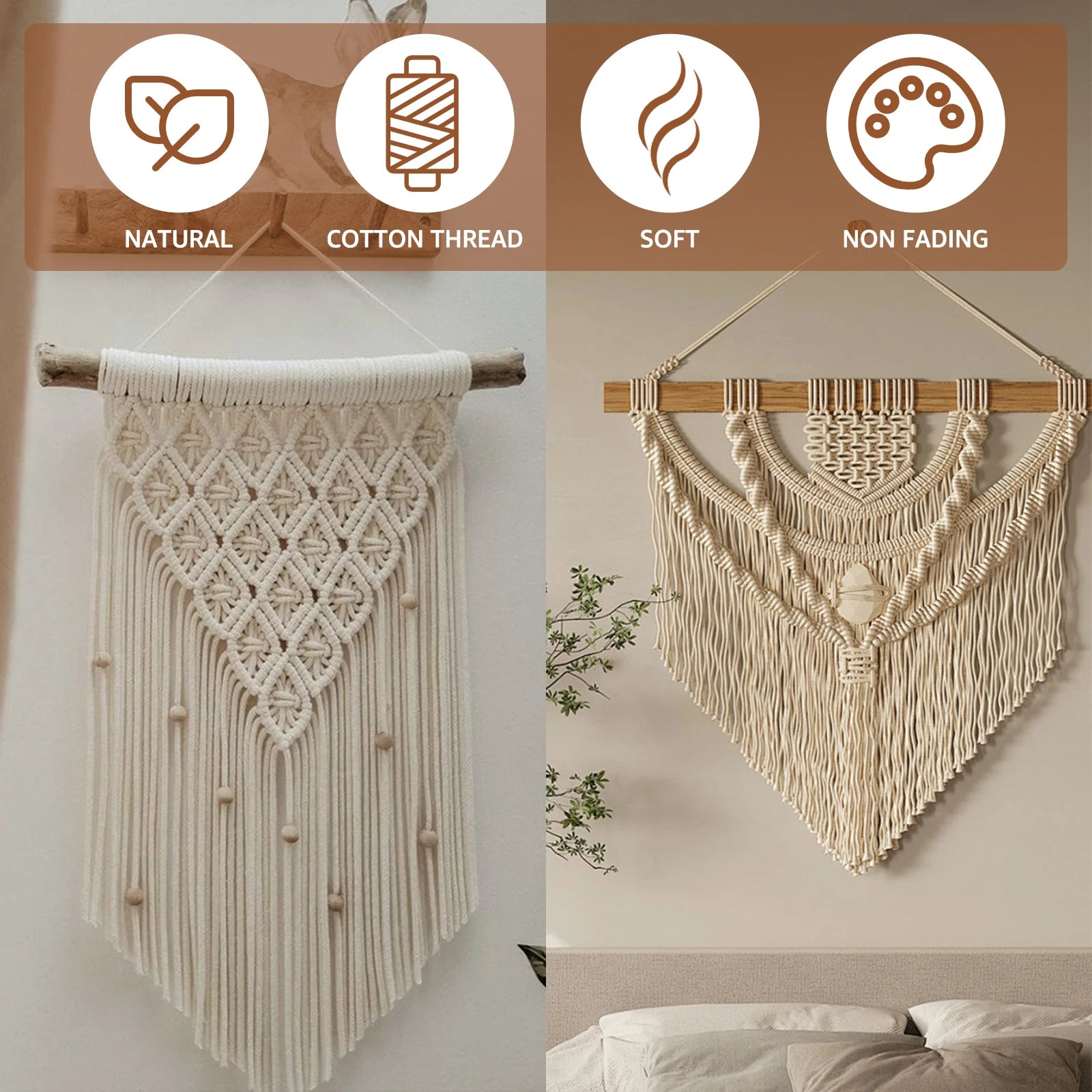 Macrame Beginner's Kit Natural Cotton Rope Macrame Wall Hanging Kit Complete Macrame Making Kit DIY Macrame Supplies