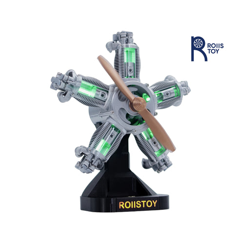 5-Cylinder Radial Engine Building Set Mini Military Plane Engine Model Kit That Runs Compatible with WW2 Blocks DIY Assembly STE