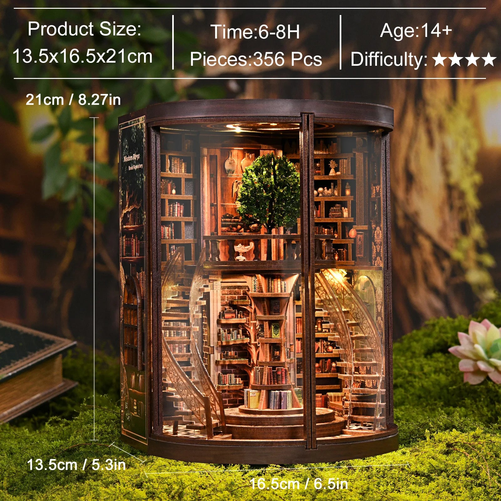 New Arrival Wisdom Ring Book Nook DIY Kit - 3D Wooden Library Model, Handmade Bookend Scene & Creative Building Toy